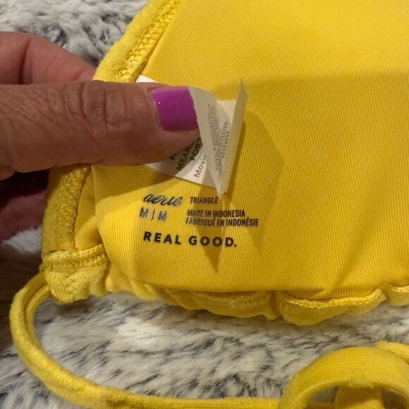 Aerie textured Floral Yellow High Waisted Bikini Medium - Picture 5 of 6